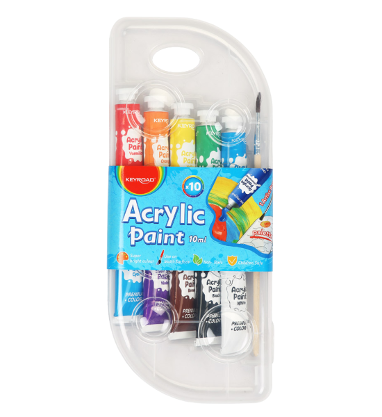 Pint. Acrílica, Acrylic Paint. Estuche x 10 Und x 10 mL. Colores Surtidos